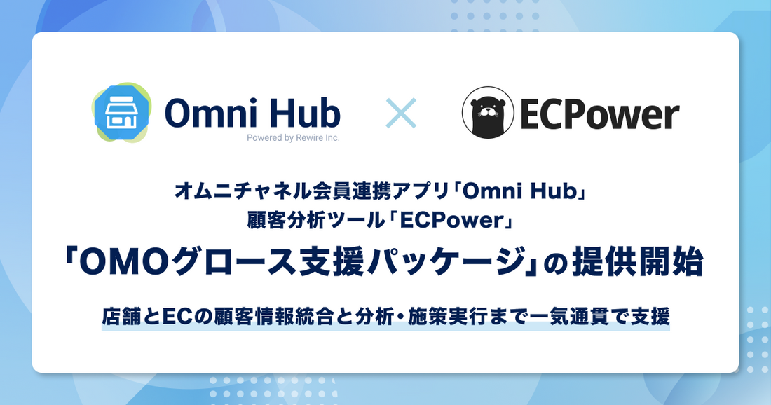 オムニチャネル会員連携アプリ「Omni Hub」、顧客分析ツール「ECPower」と連携し「OMOグロース支援パッケージ」の提供を開始